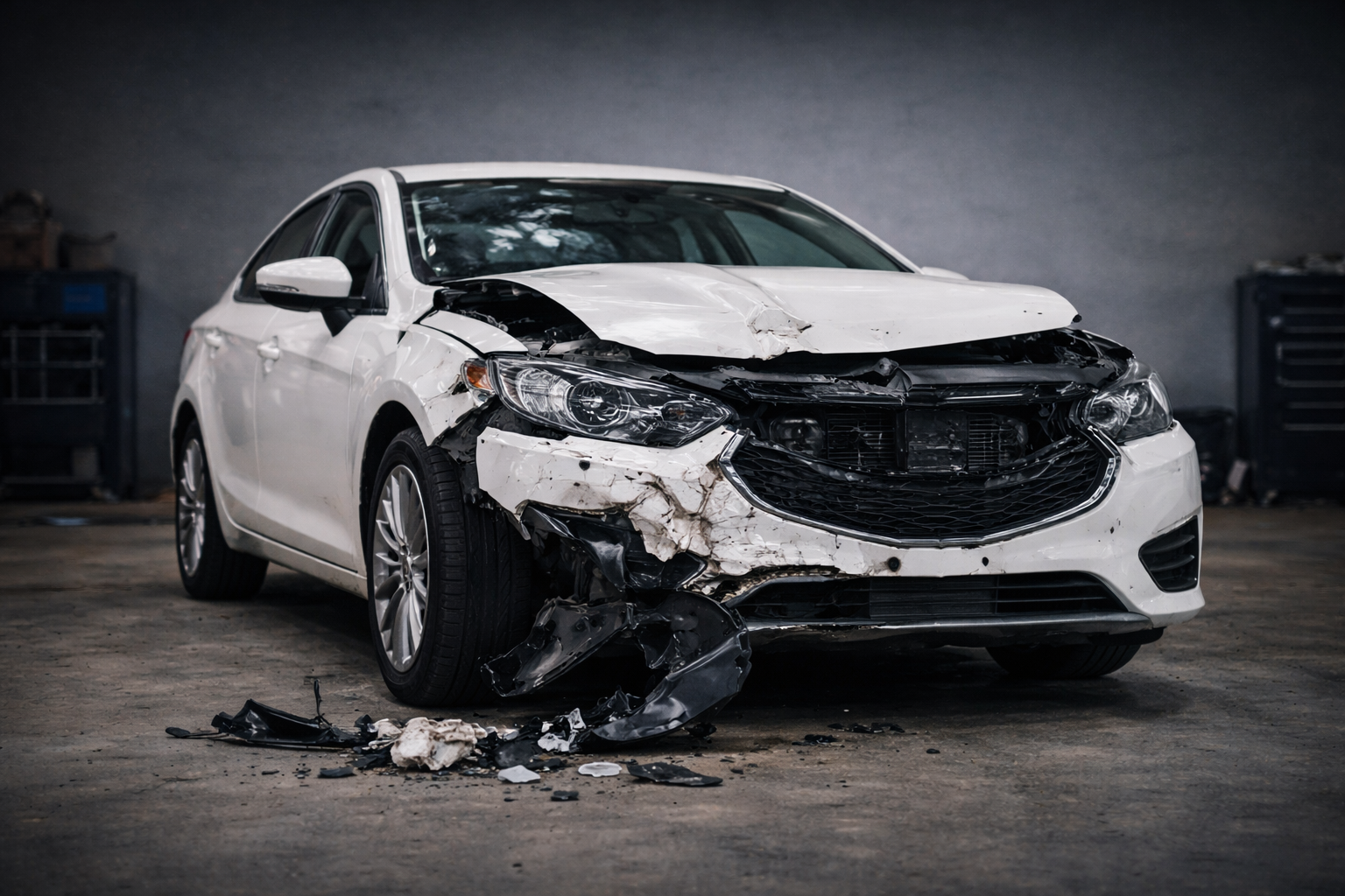 Fahrzeug vor der Reparatur